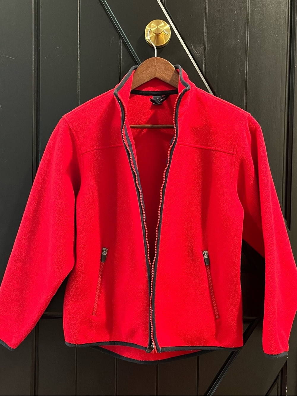 Lands' End Bright Red Lightweight Fleece Jacket